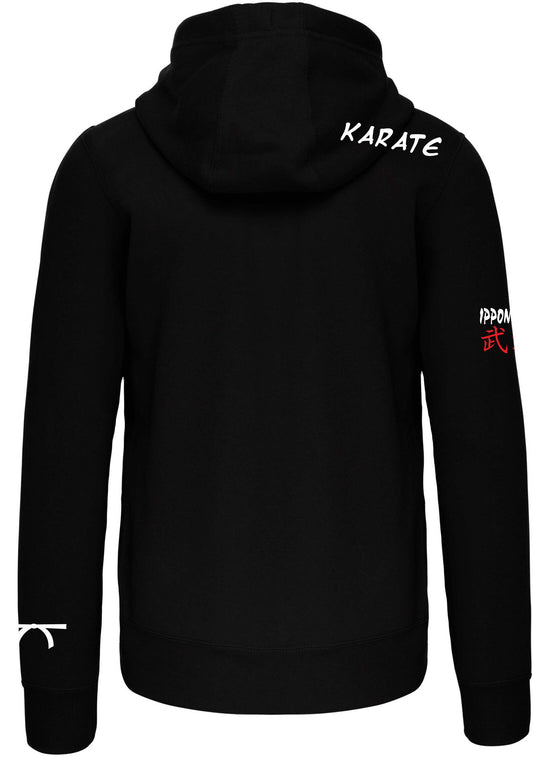 Sweat capuche zippé noir Ippon Star Karaté