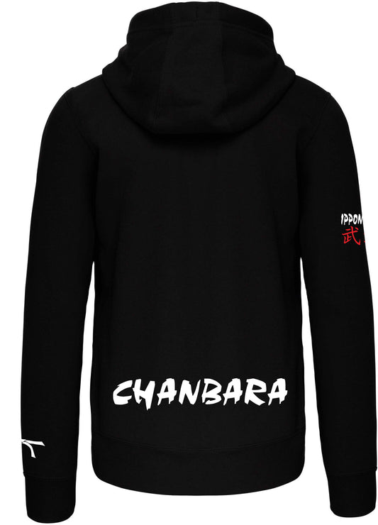 Sweat capuche zippé noir Ippon Star CHANBARA