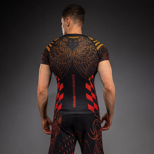 Venum Quetzal Fury Rashguard Manches Courtes - Black/Fury Red/Tangerine