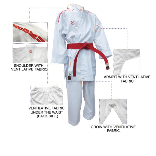 Kimono de Karate combat Wacoku WKF Réversible - Rouge/Bleu