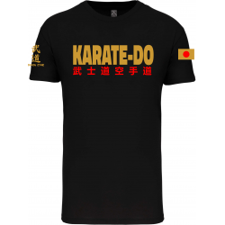 T-shirt Bio Noir ENFANT IPPON STAR KARATE OR ET ROUGE