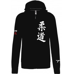 Sweat capuche zippé noir Ippon Star Judo