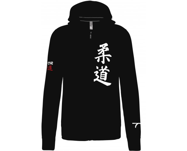 Sweat capuche zippé noir Ippon Star Judo