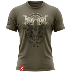 T-Shirt 8 WEAPONS, Sak Yant Tigers, olive
