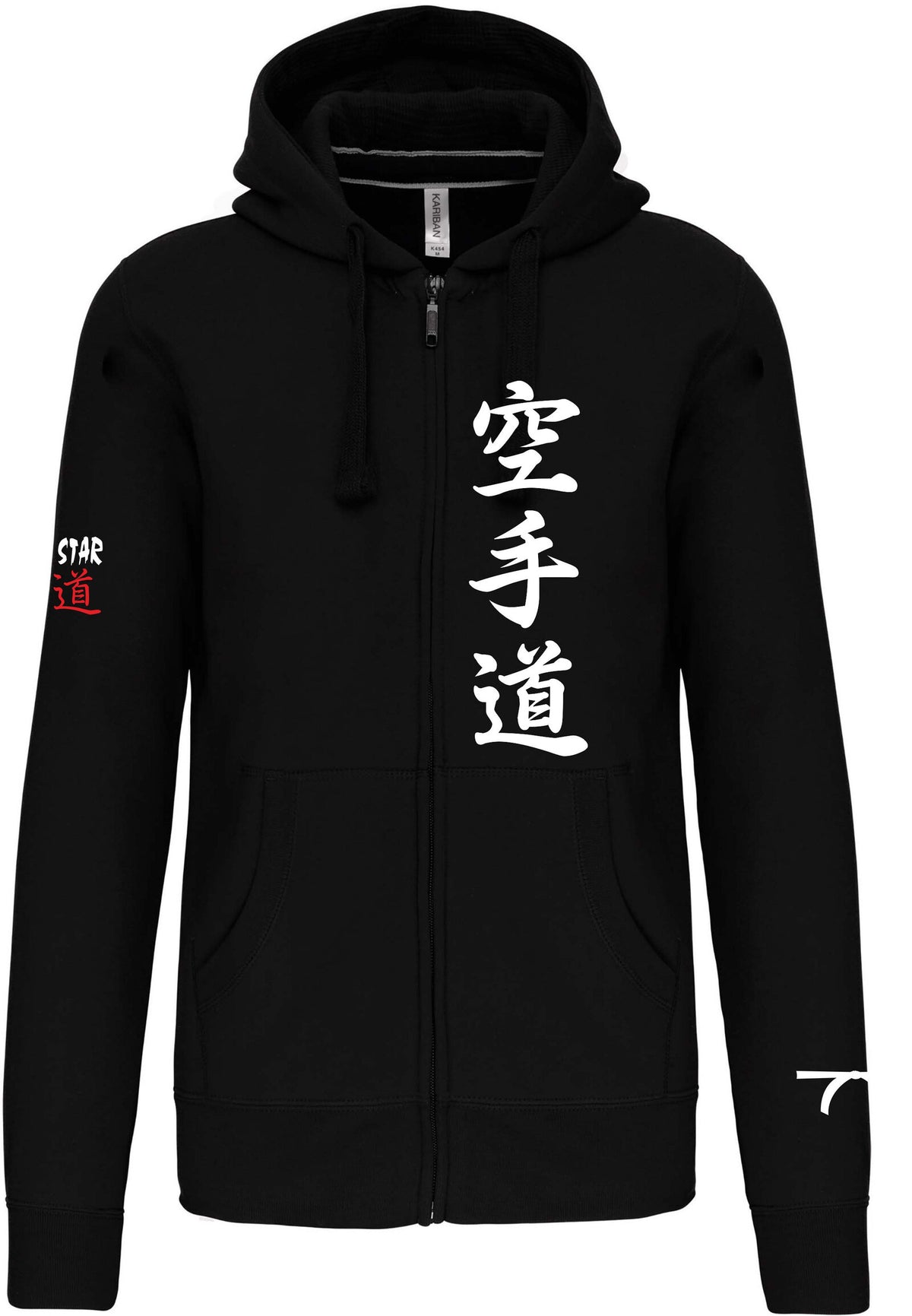 Sweat capuche zippé noir Ippon Star Karaté