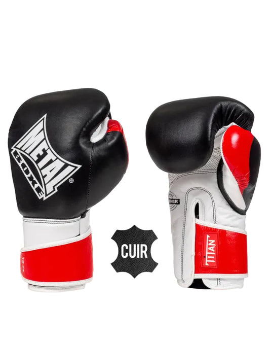 GANTS METAL BOXE TITAN NOIR BLANC ROUGE