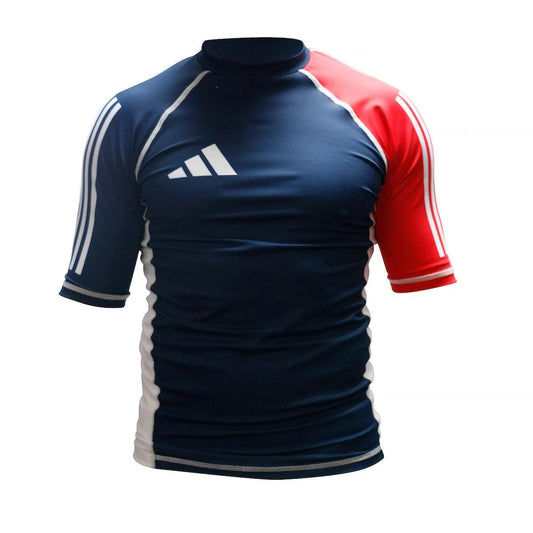 Rashguard Adidas bleu blanc rouge manches courtes