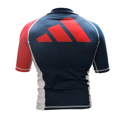 Rashguard Adidas bleu blanc rouge manches courtes