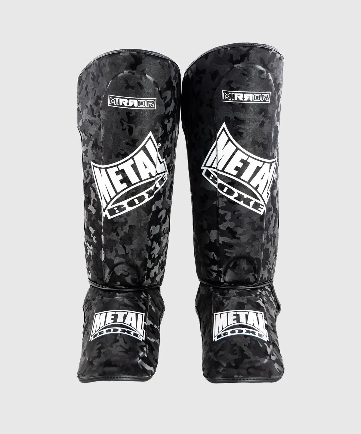 Protège Tibias + Pied Metal Boxe Mirror - Noir/Camo