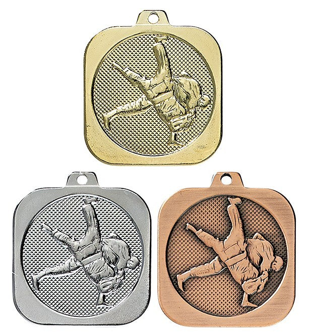 médailles carré frappée judo or / argent / bronze