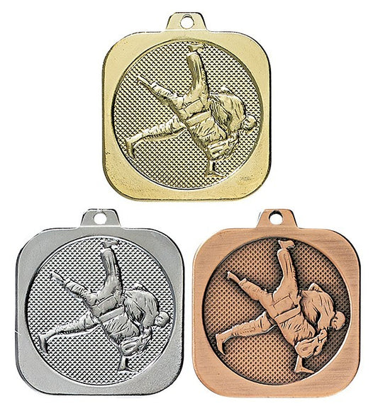 médailles carré frappée judo or / argent / bronze