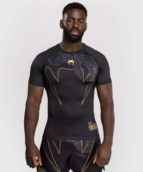 Rashguard Manches Courtes Venum Serpenti – Noir/Argent/Or