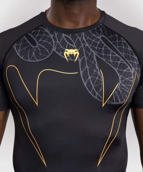 Rashguard Manches Courtes Venum Serpenti – Noir/Argent/Or
