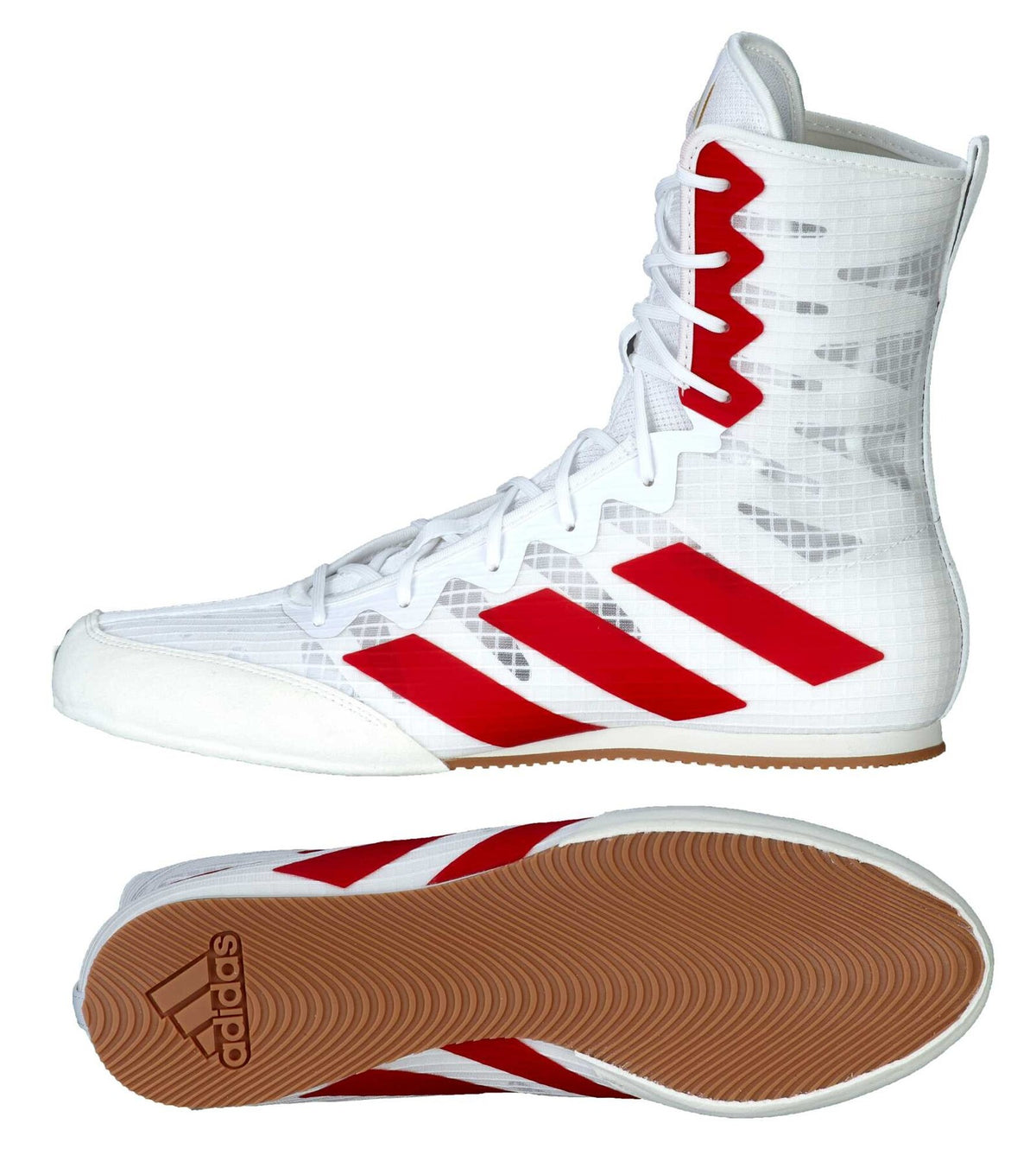 Chaussures de Boxe ADIDAS BOX HOG 4 Blanc/Rouge