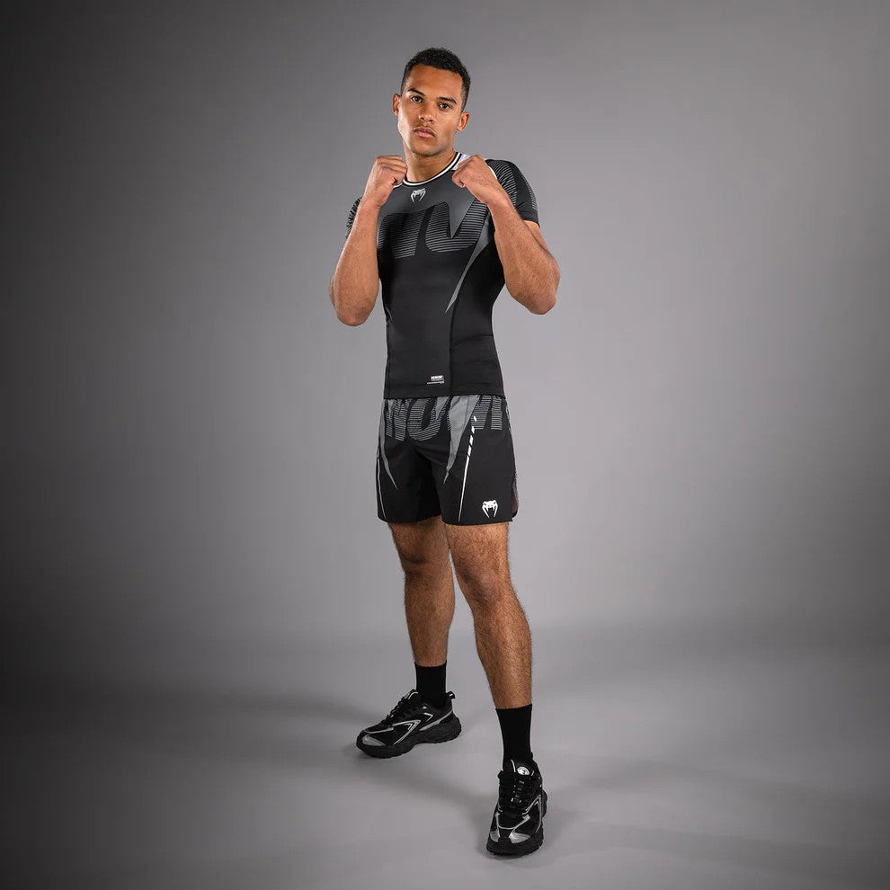 Venum Adrenaline Rashguard Manches Courtes - Black/Silver Grey