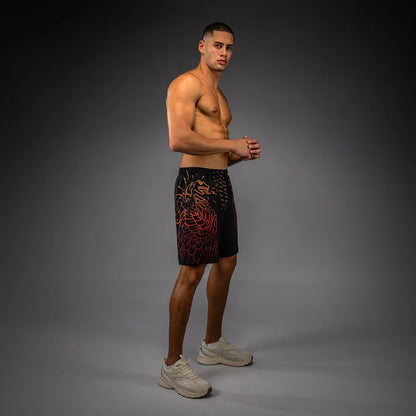 Venum Quetzal Fury Training Shorts - Black/Fury Red/Tangerine