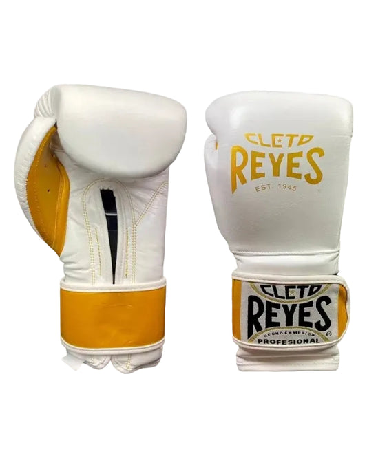 Gants de boxe REYES Pro Sparring cuir top - WHITE/GOLD