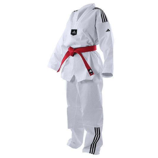 Dobok Taekwondo Adidas AdiClub bandes noires ADITCB02 avec marquage du club - ASSM TKD