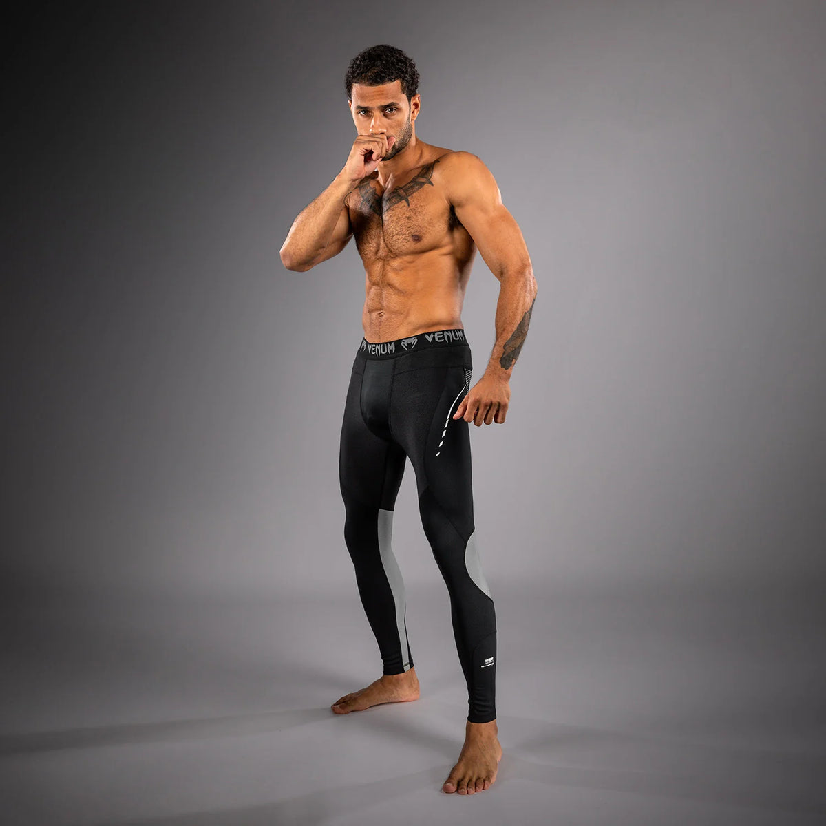 Pantalon de Compression Adrenaline Venum – Noir/Gris Argenté