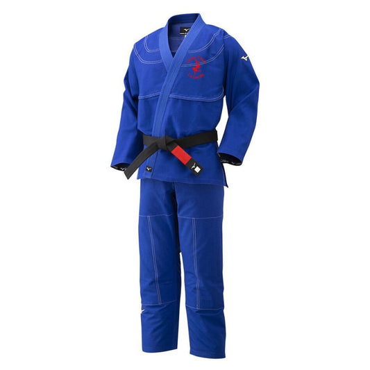 Kimono de jiu-jitsu Mizuno bleu/blanc/noir - Avec logo LA GACILLY